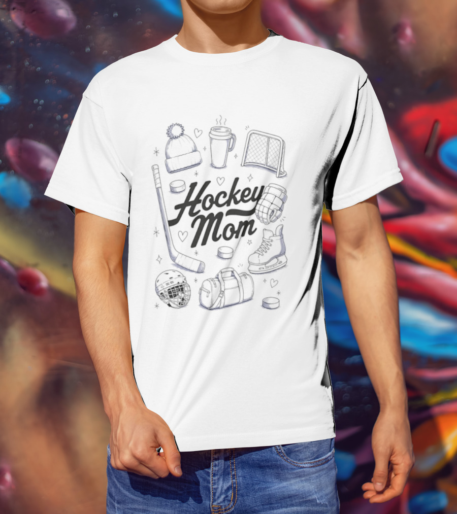 Hockey Mom 2026 Essentials Ice Skates Coffee Beanie Gear T-Shirt