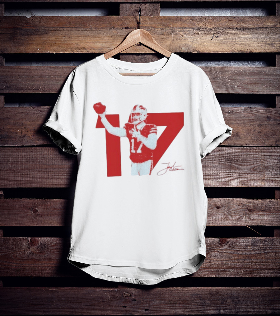 Josh Allen Buffalo Bills Number 17 Football Action T-Shirt