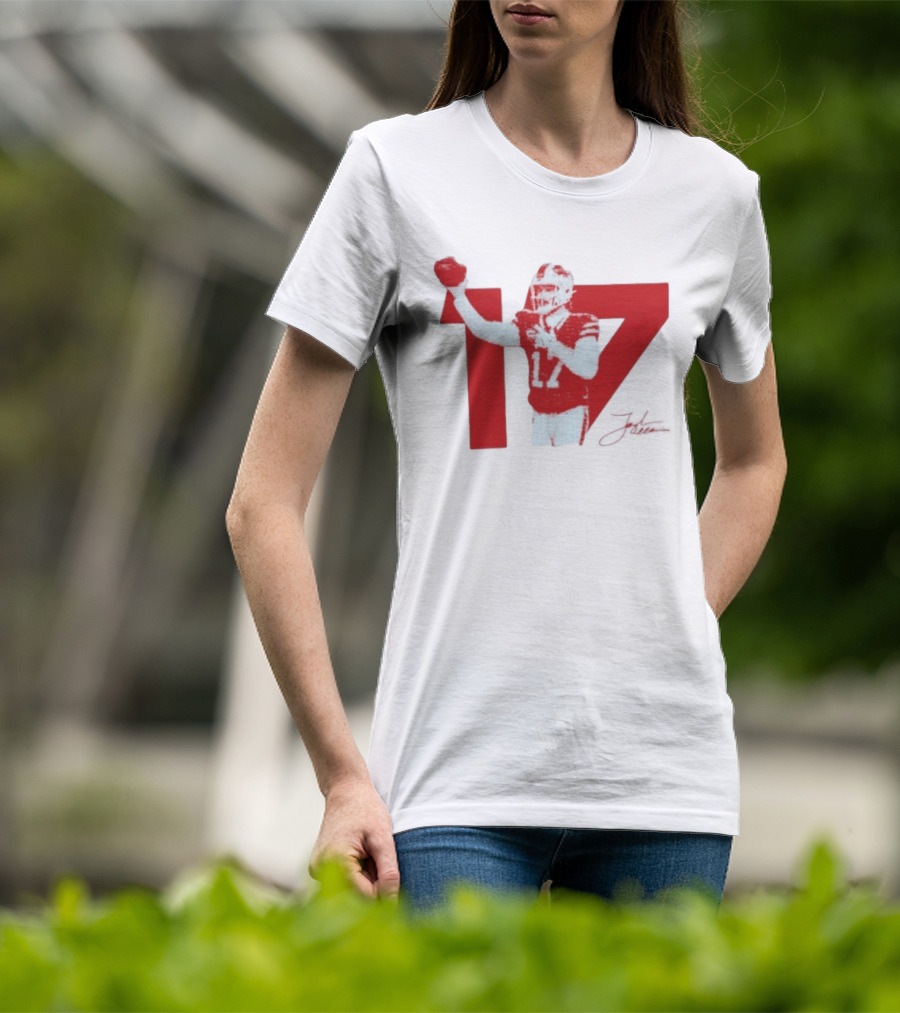 Josh Allen Buffalo Bills Number 17 Football Action T-Shirt