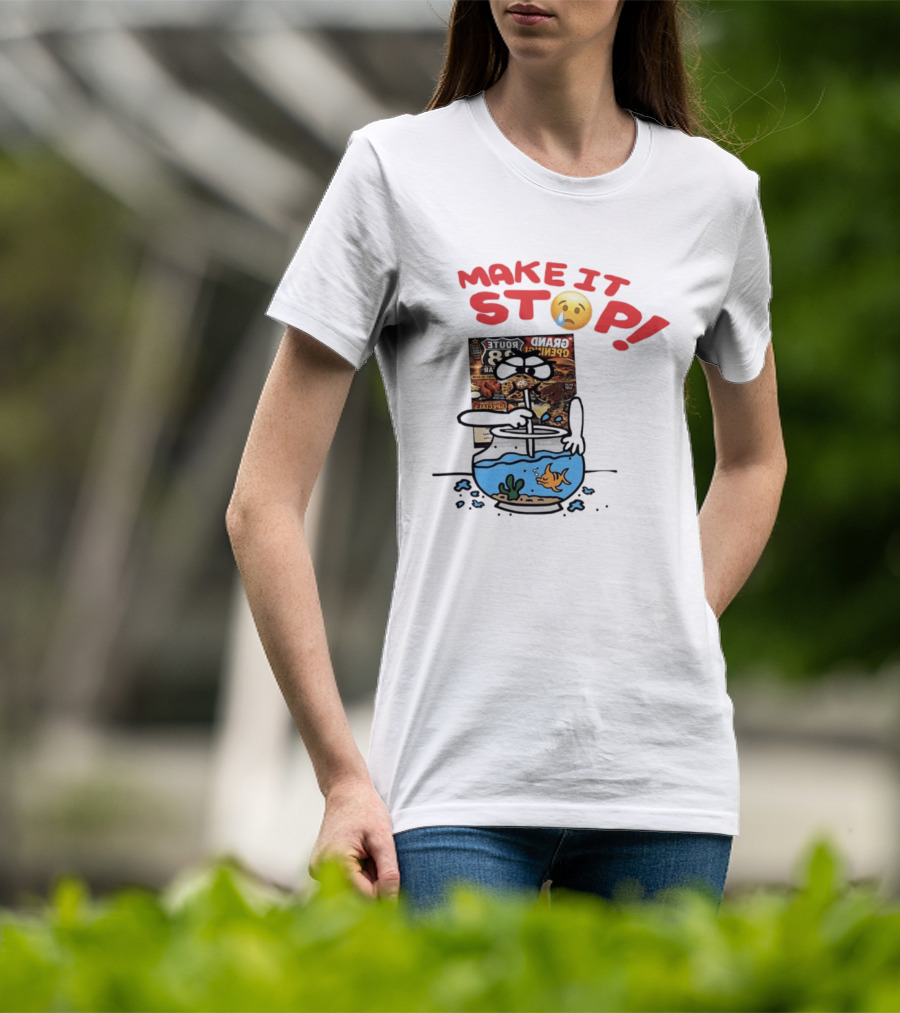 Make It Stop Route 88 Grand Opening Specials Crying Emoji Fish Bowl T-Shirt