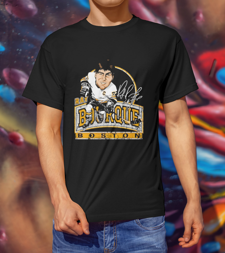Ray Bourque Boston Bruins Hockey Bruce Stark Caricature T-Shirt