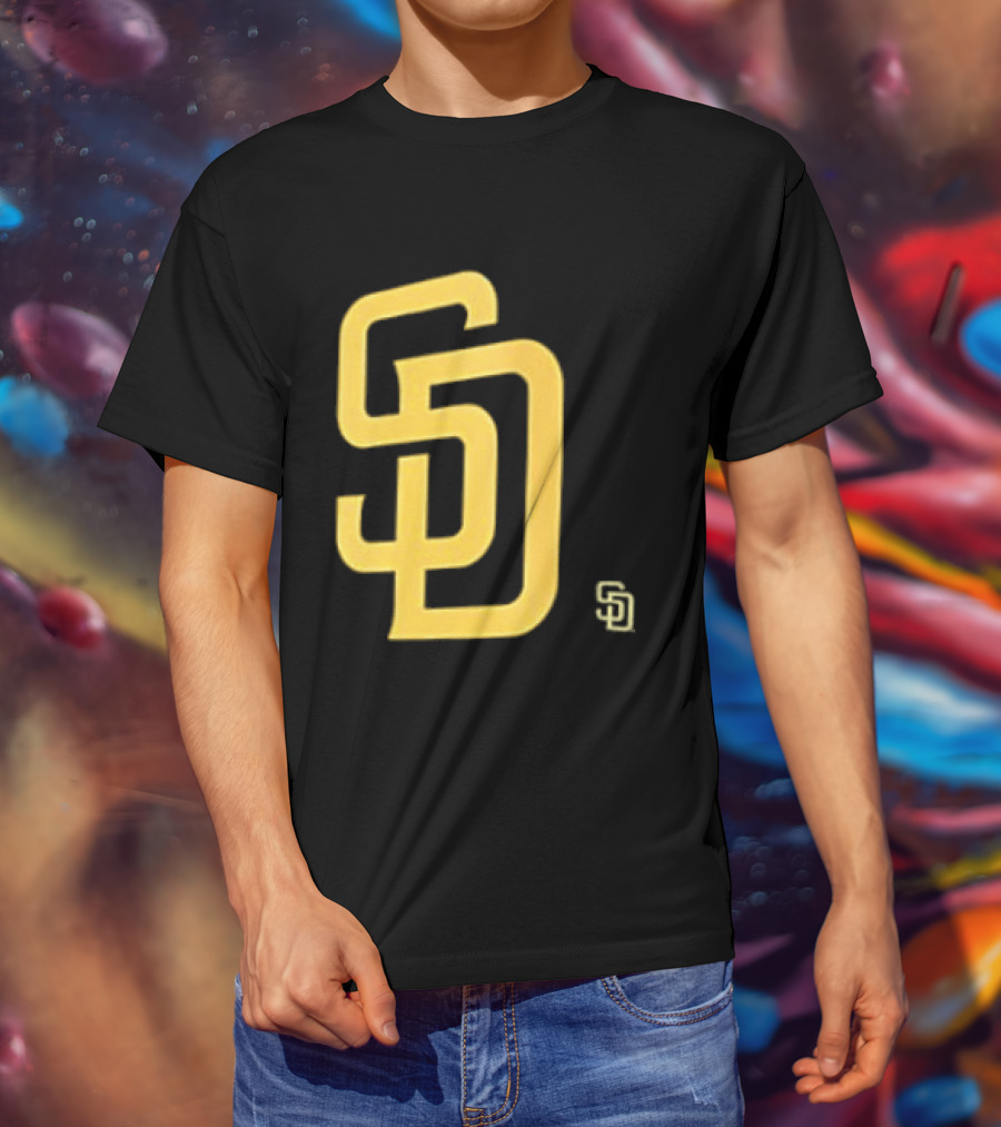 San Diego Padres SD Logo Cartoon 2 Sided T-Shirt
