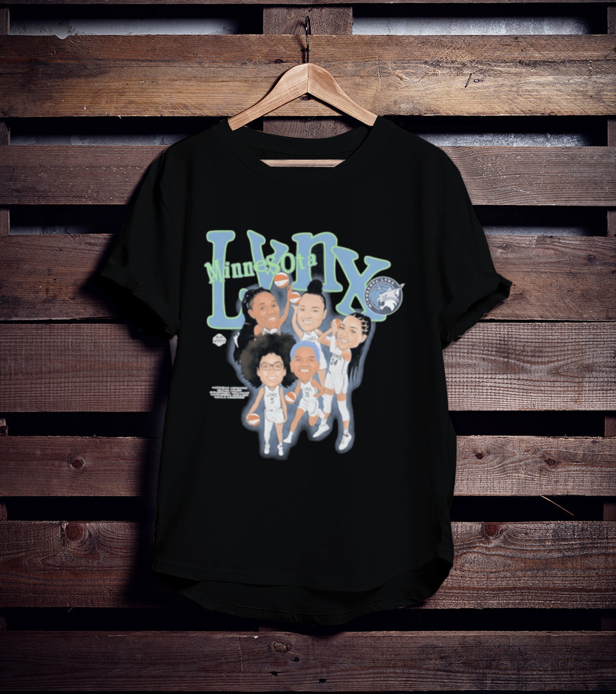 Minnesota Lynx Big 5 WNBA Basketball Caricature Team Spirit T-Shirt
