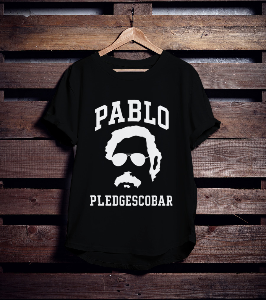 Pablo Pledgescobar Silhouette With Sunglasses And Mustache T-Shirt