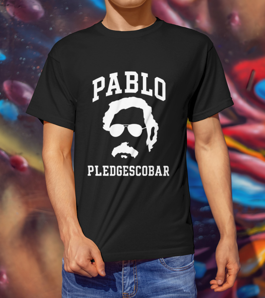 Pablo Pledgescobar Silhouette With Sunglasses And Mustache T-Shirt