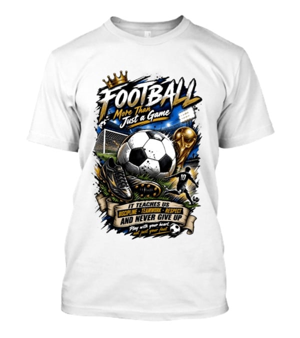 Football More Than Just A Game Discipline Teamwork Respect Never Give Up Play With Your Heart T-Shirt