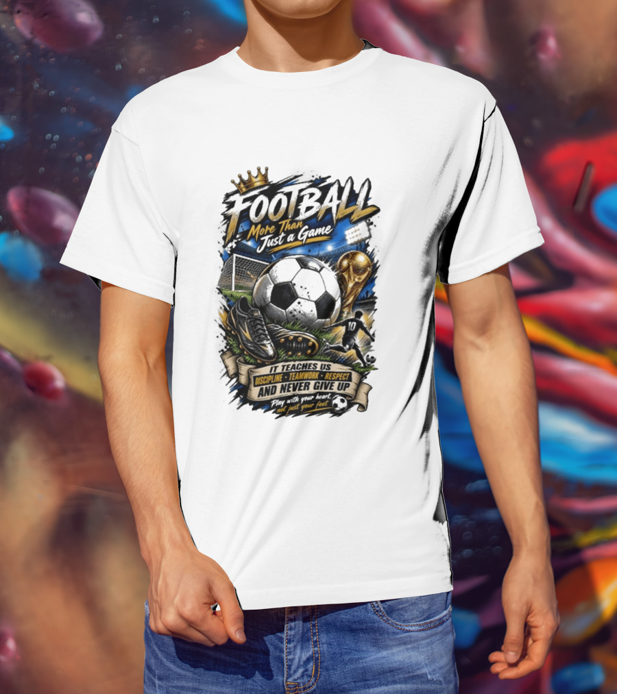 Football More Than Just A Game Discipline Teamwork Respect Never Give Up Play With Your Heart T-Shirt