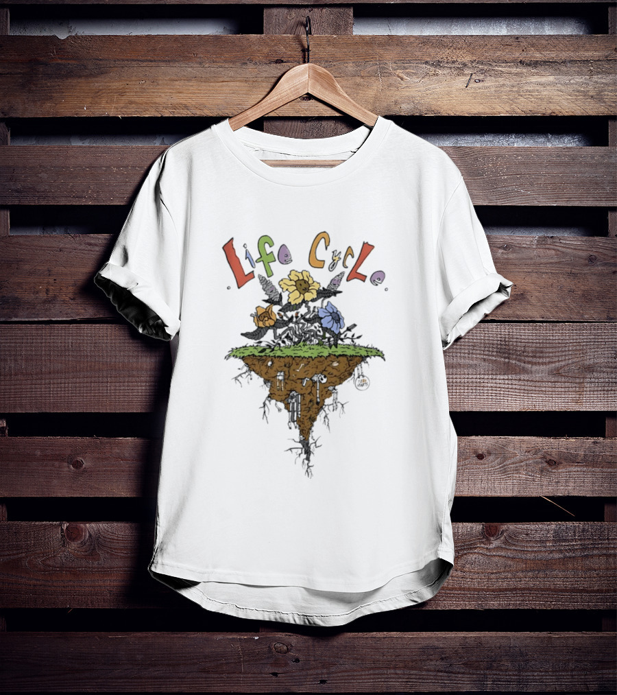 Life Cycle Floating Island With Colorful Flowers T-Shirt