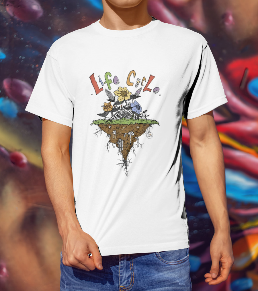Life Cycle Floating Island With Colorful Flowers T-Shirt