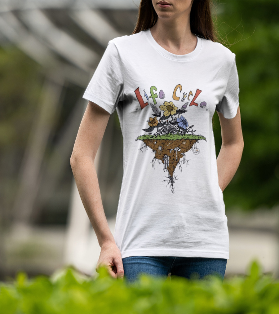 Life Cycle Floating Island With Colorful Flowers T-Shirt