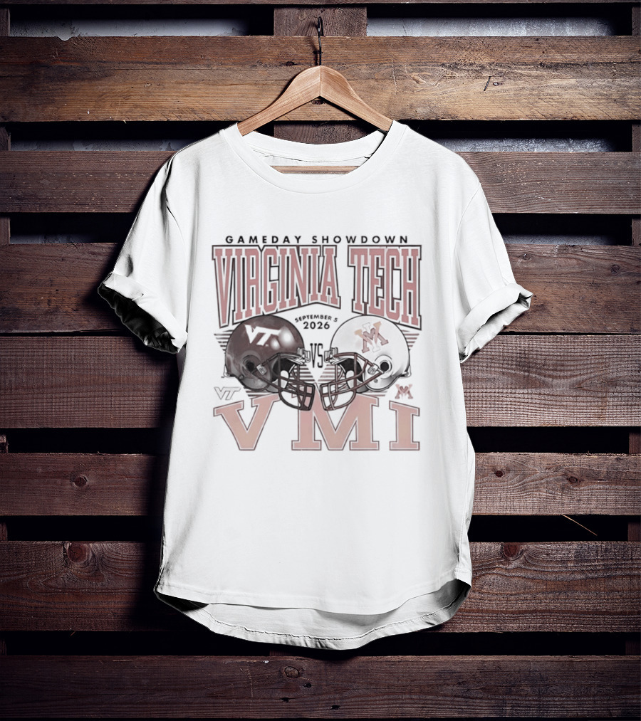 Virginia Tech Hokies Vs VMI 2026 Gameday Showdown Football Helmets T-Shirt