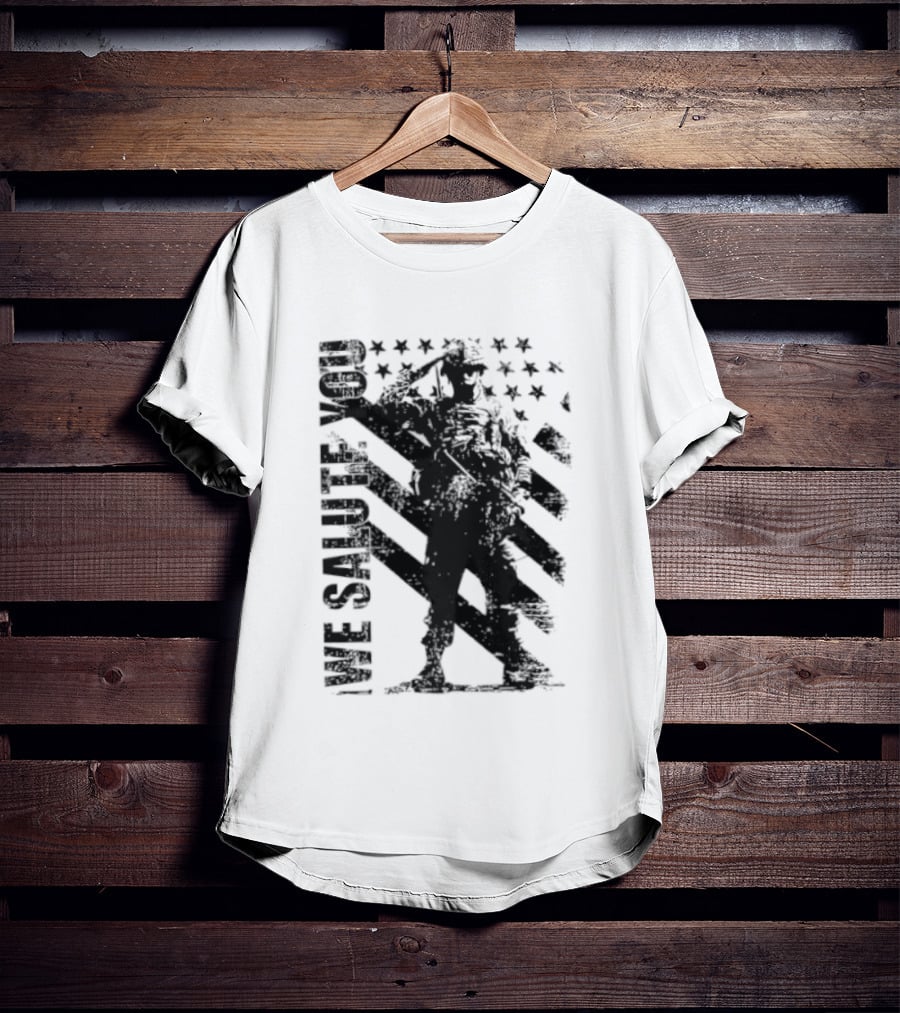 We Salute You Soldier American Flag Military Stars Stripes T-Shirt