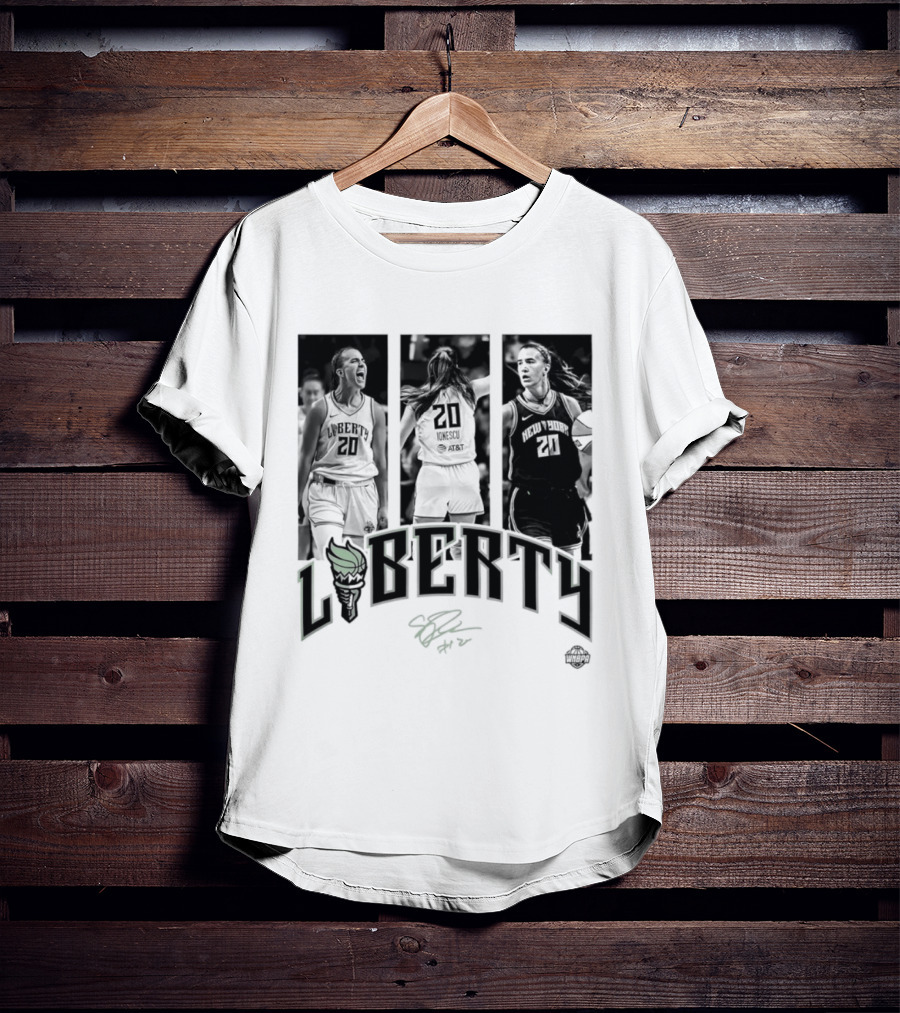 Sabrina Ionescu Liberty WNBA Player Collage Signature T-Shirt