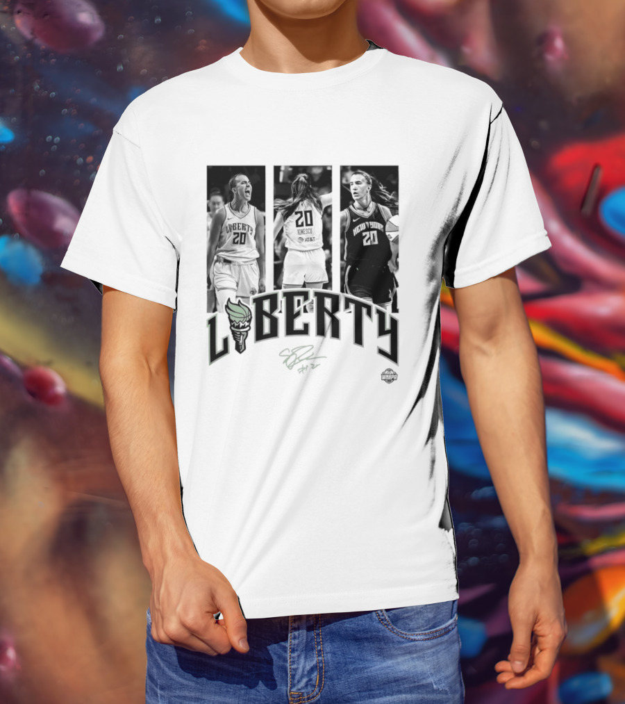 Sabrina Ionescu Liberty WNBA Player Collage Signature T-Shirt