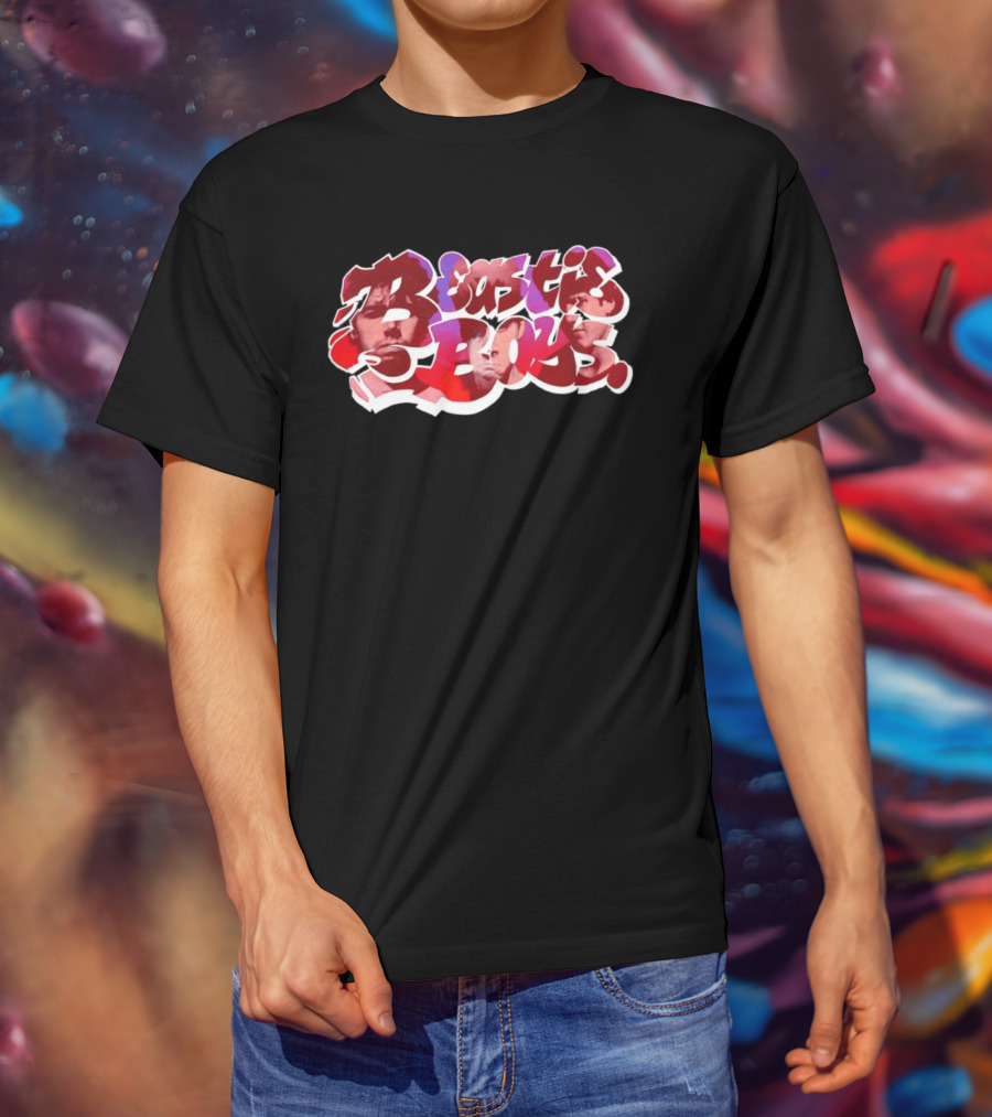 Beastie Boys Get Busy Or Get Lost Red And White Text With Faces T-Shirt