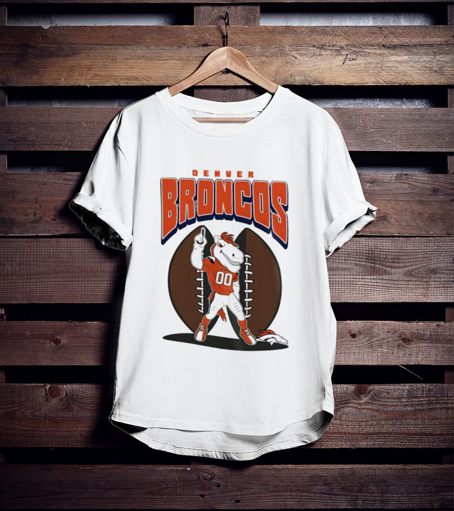 Denver Broncos 2026 Mascot Miles And Football T-Shirt