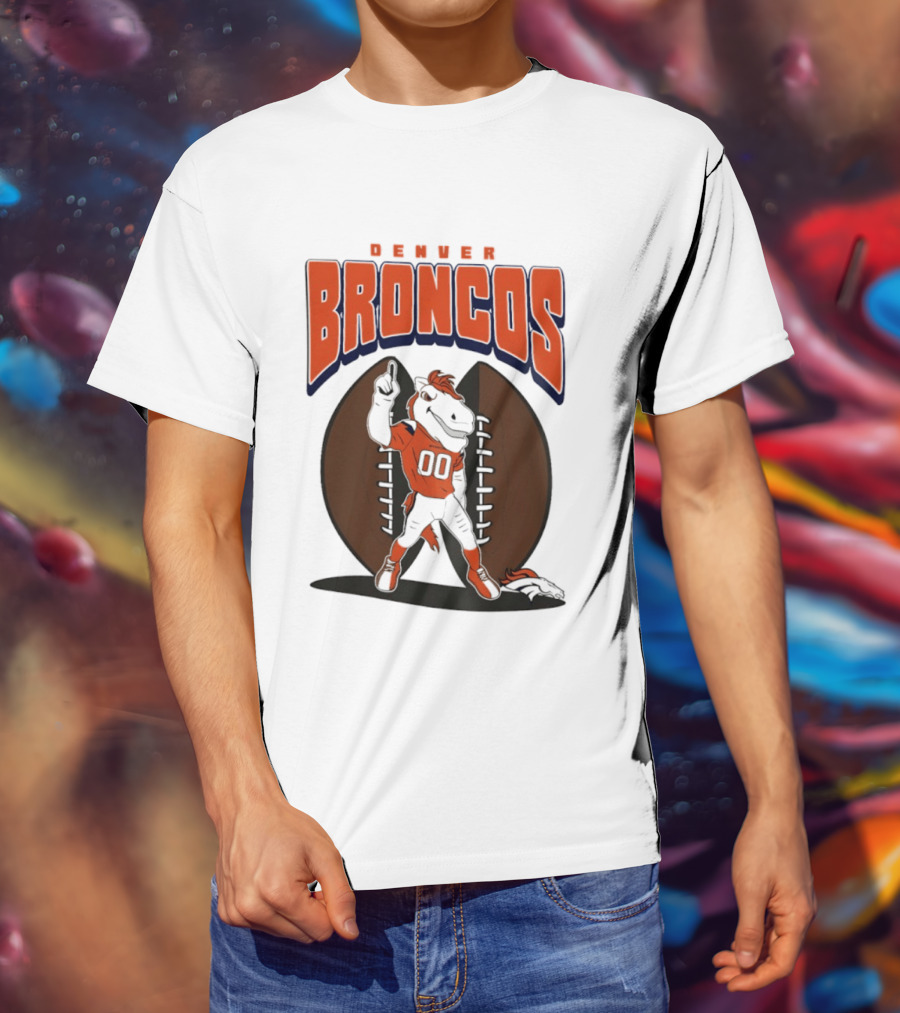 Denver Broncos 2026 Mascot Miles And Football T-Shirt