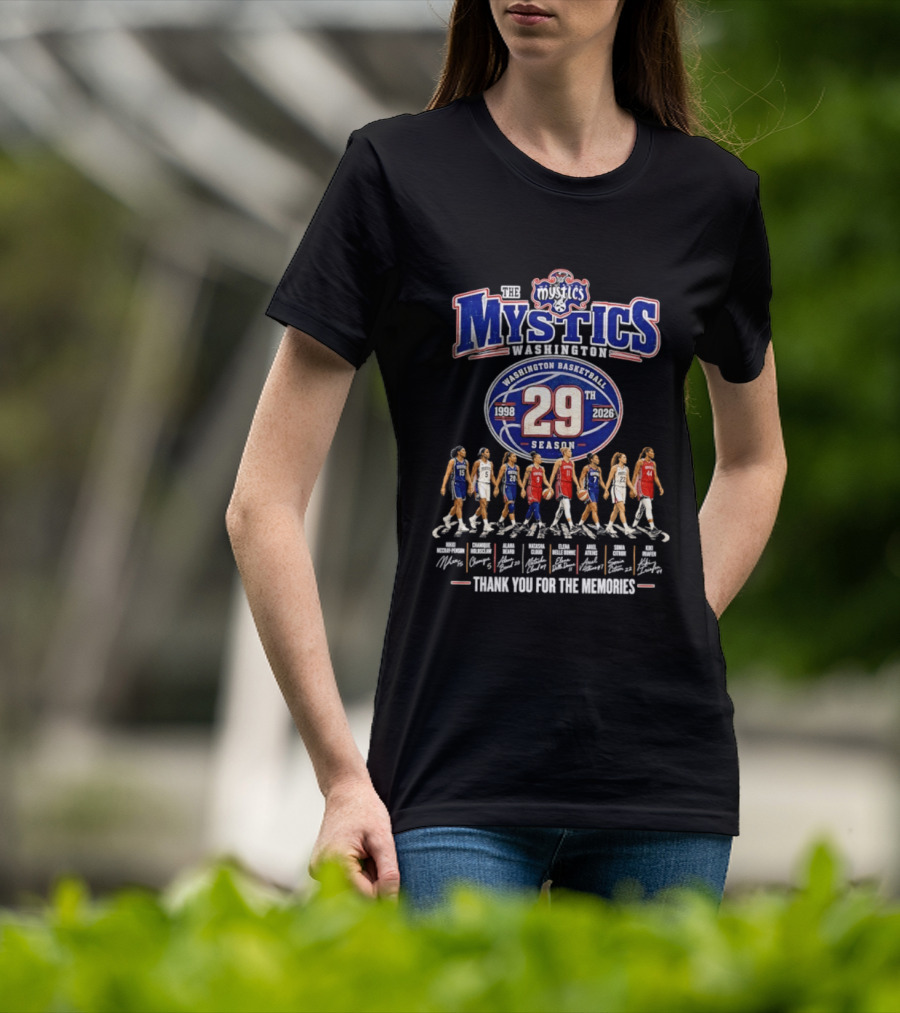 Washington Mystics Basketball 29th Season 1998 2026 Thank You For The Memories Signatures T-Shirt