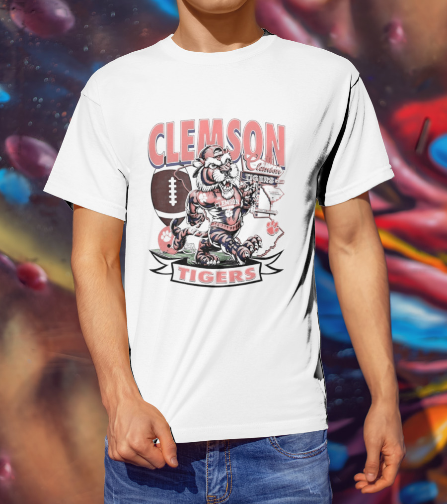 Clemson Tigers Football NCAA Cartoon T-Shirt