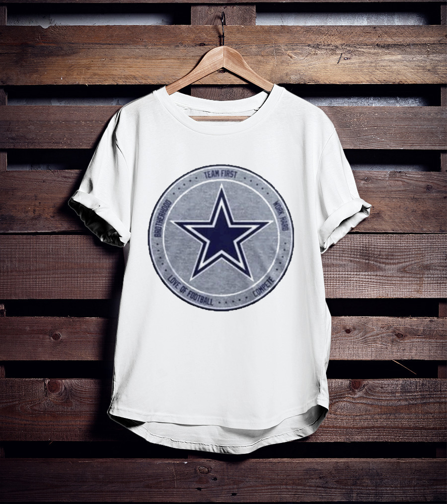 Dallas Cowboys Team First Star Brotherhood Love Of Football Compete Work Hard Heather Gray 2026 T-Shirt
