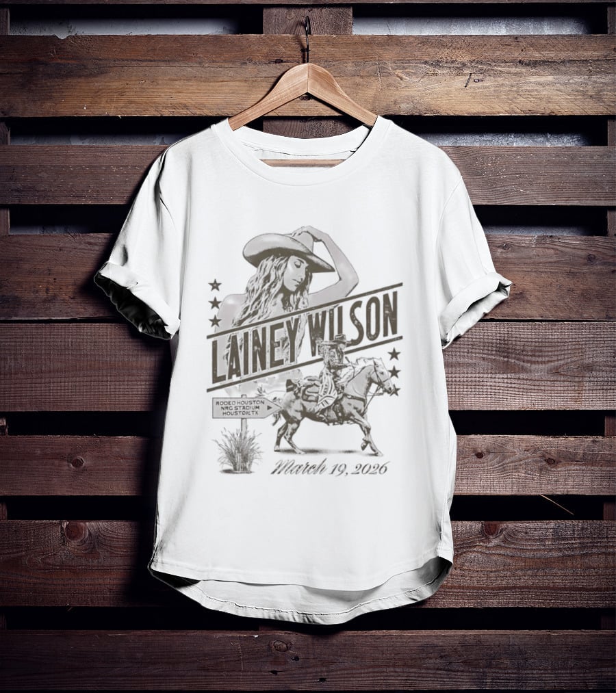 Lainey Wilson Rodeo Houston NRG Stadium March 19 2026 Cowboy Silhouette Stars T-Shirt