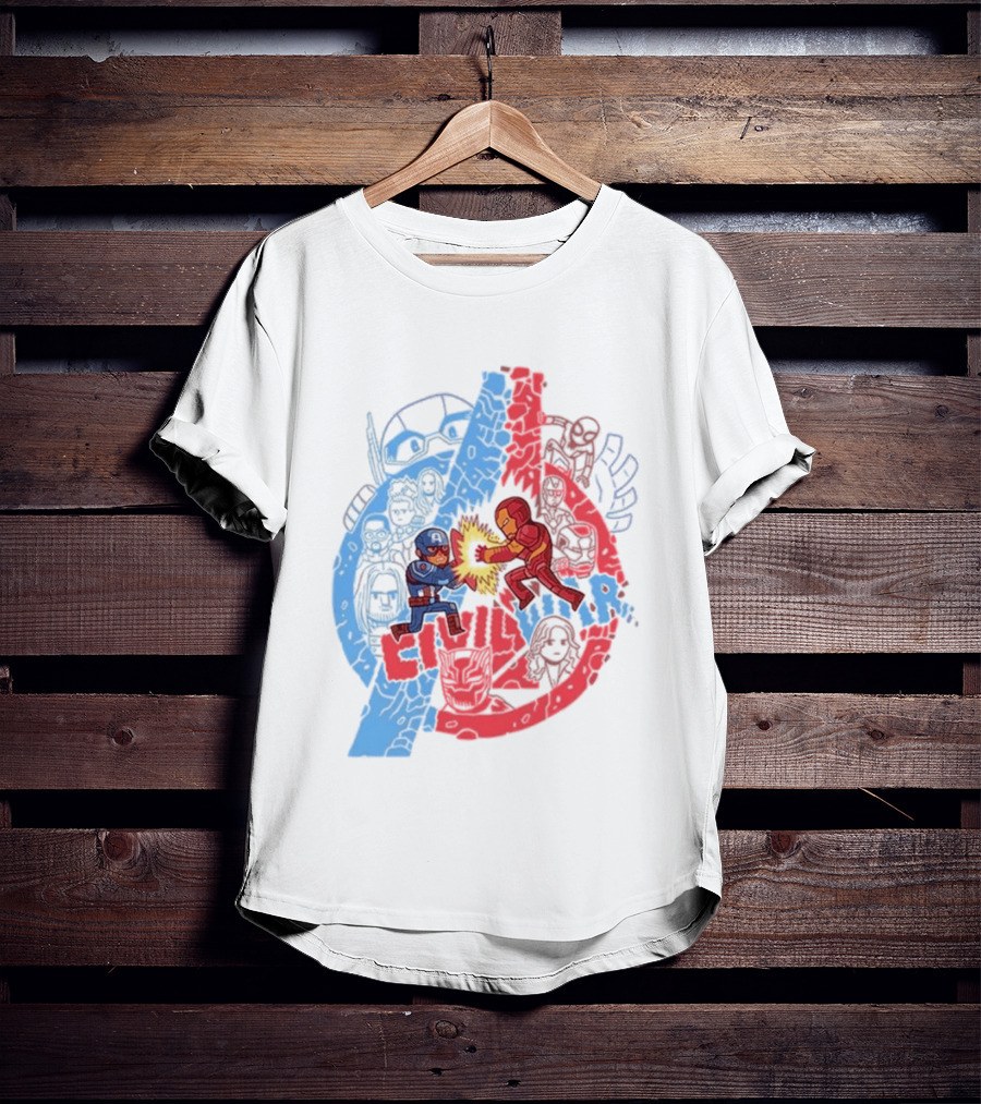Marvel Civil War Captain America Versus Iron Man Chibi Showdown T-Shirt