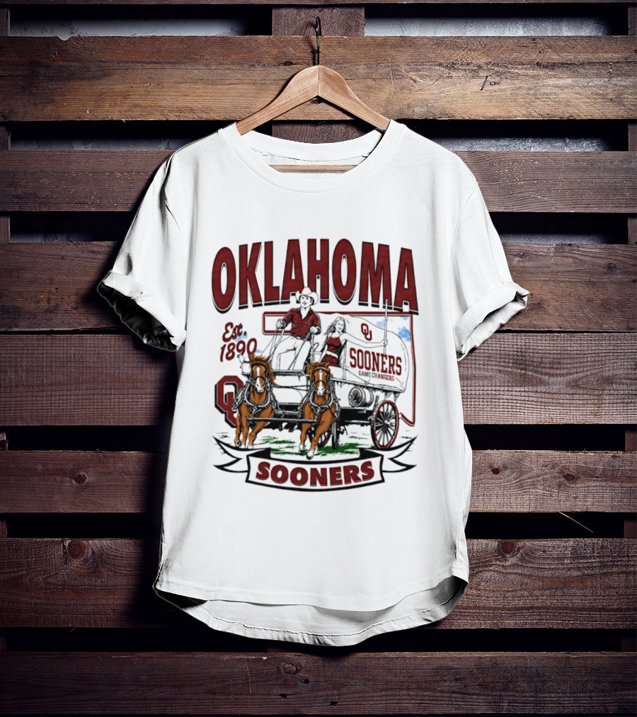 Oklahoma Sooners NCAA Football Est 1890 Wagon Horses Team T-Shirt