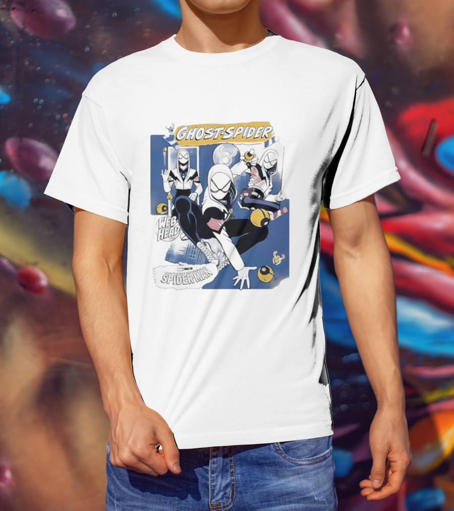 Ghost Spider Web Head Spider Man T-Shirt