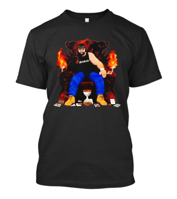 Eddie Kingston Throne Kizus On Playing Cards Flames Hourglass T-Shirt
