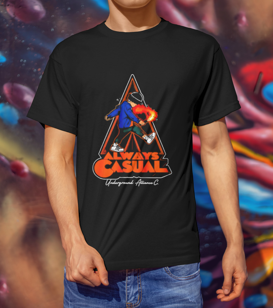 Always Casual Underground Alliance C Youth Flare Fire Backpack Street T-Shirt