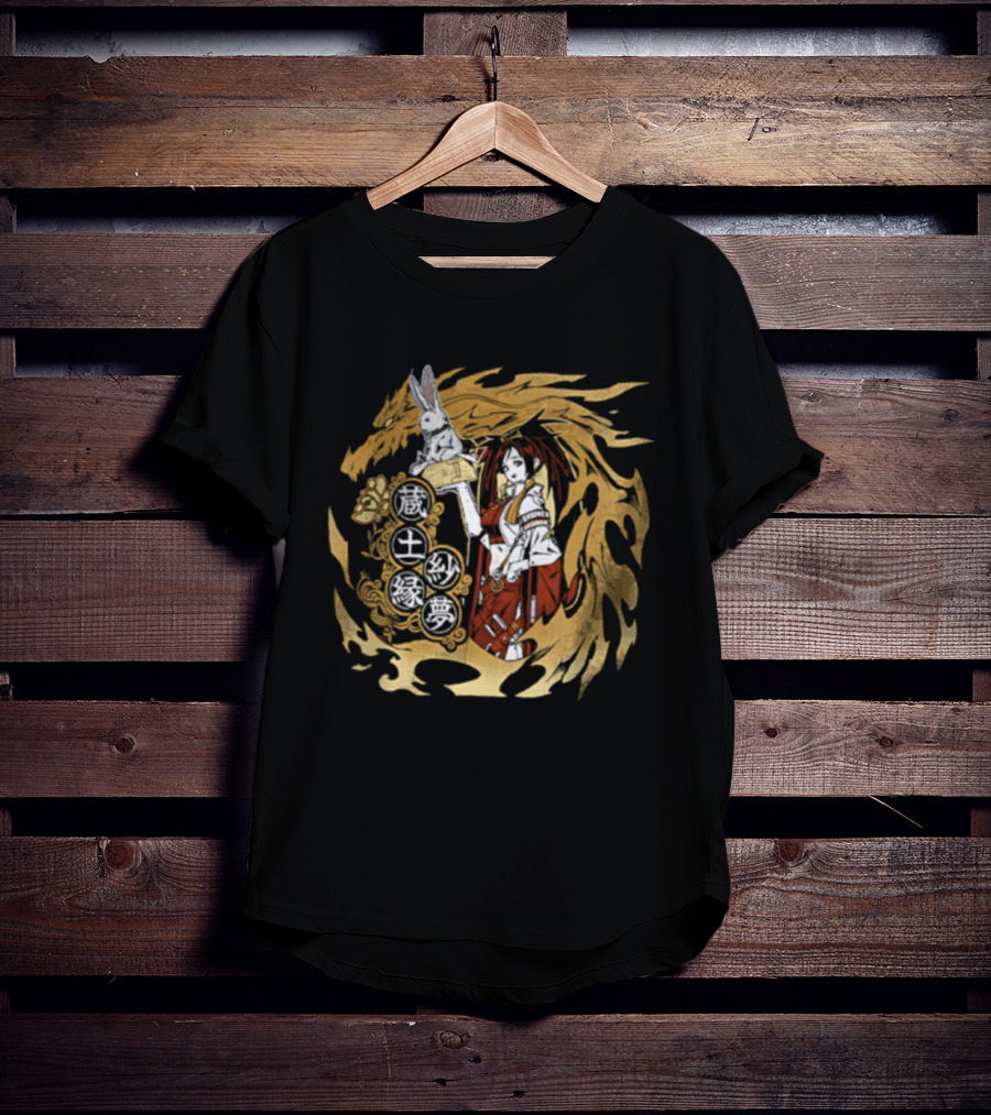 Guilty Gear Inspired Japanese Oni Mask And Flag Iconography T-Shirt