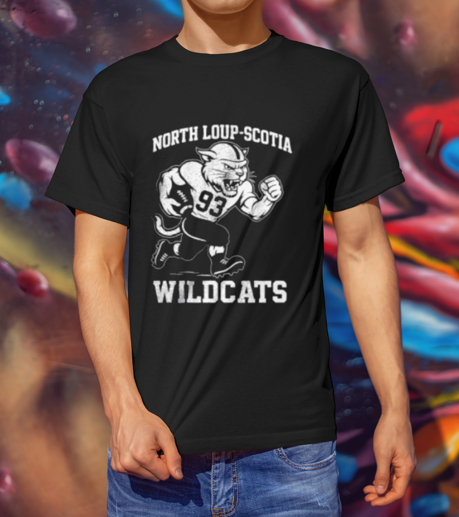 North Loup Scotia Wildcats 93 Football Player T-Shirt