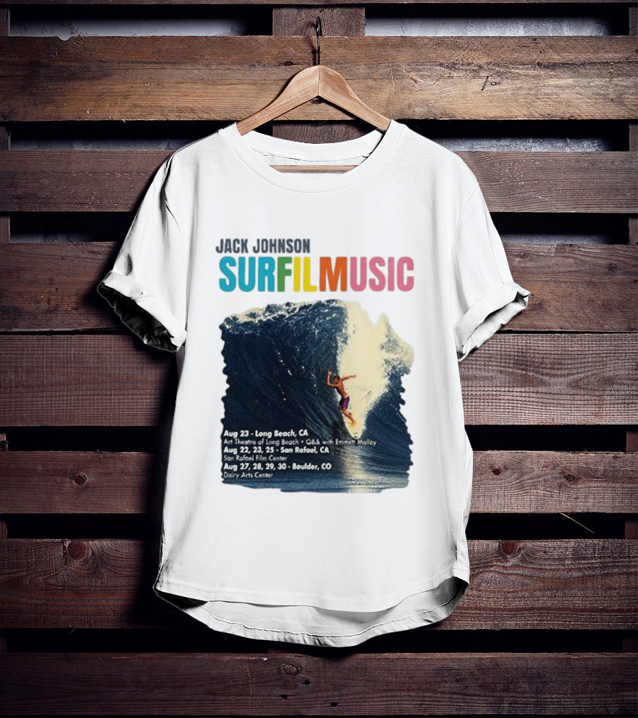 Jack Johnson Surf Film Music Long Beach Art Theatre Aug 23 2026 T-Shirt