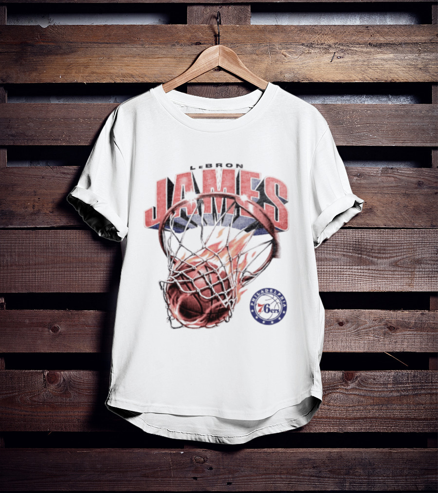 LeBron James 23 Basketball Fire Hoop Philadelphia 76ers T-Shirt