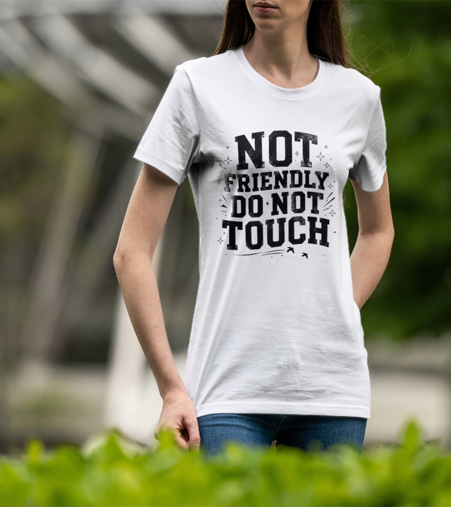 Not Friendly Do Not Touch Bold Text With Stars And Lines T-Shirt