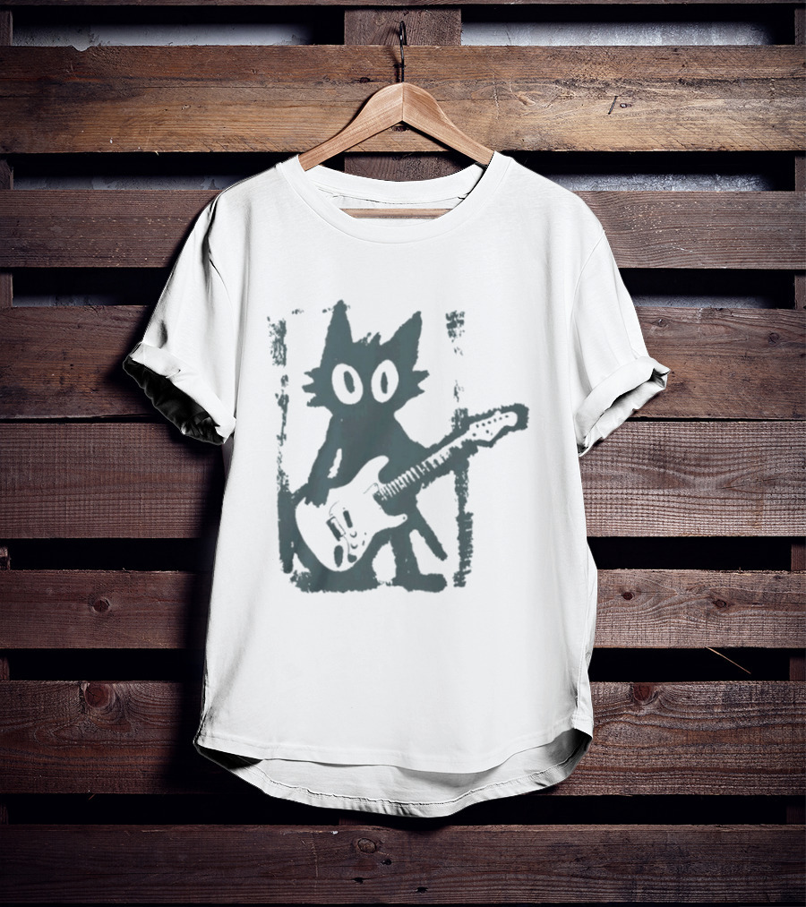 Rock Star Cat Electric Guitar Kitty Playful Feline Musician T-Shirt