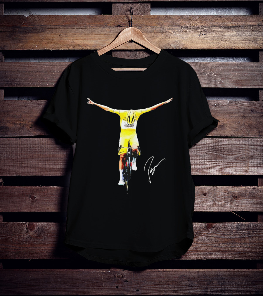 Tadej Pogacar UAE Team Yellow Jersey Victory Celebration T-Shirt