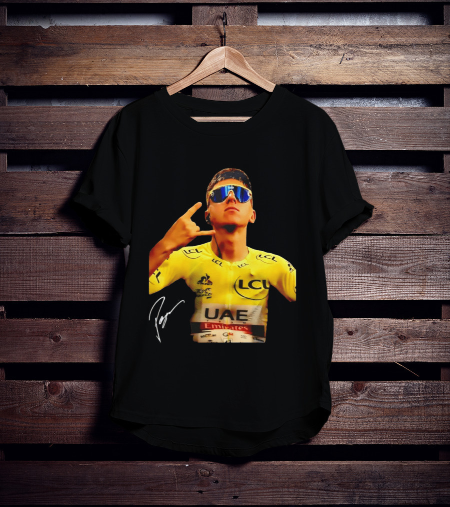 Tadej Pogacar UAE Emirates Cycling Team Slovenia LCL Yellow Jersey T-Shirt