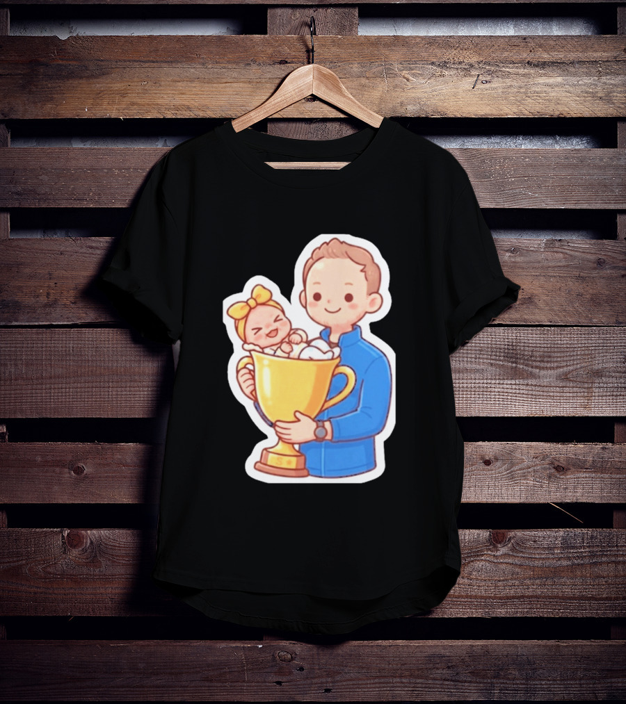 My Greatest Trophy Dad Holding Baby In Golden Cup T-Shirt