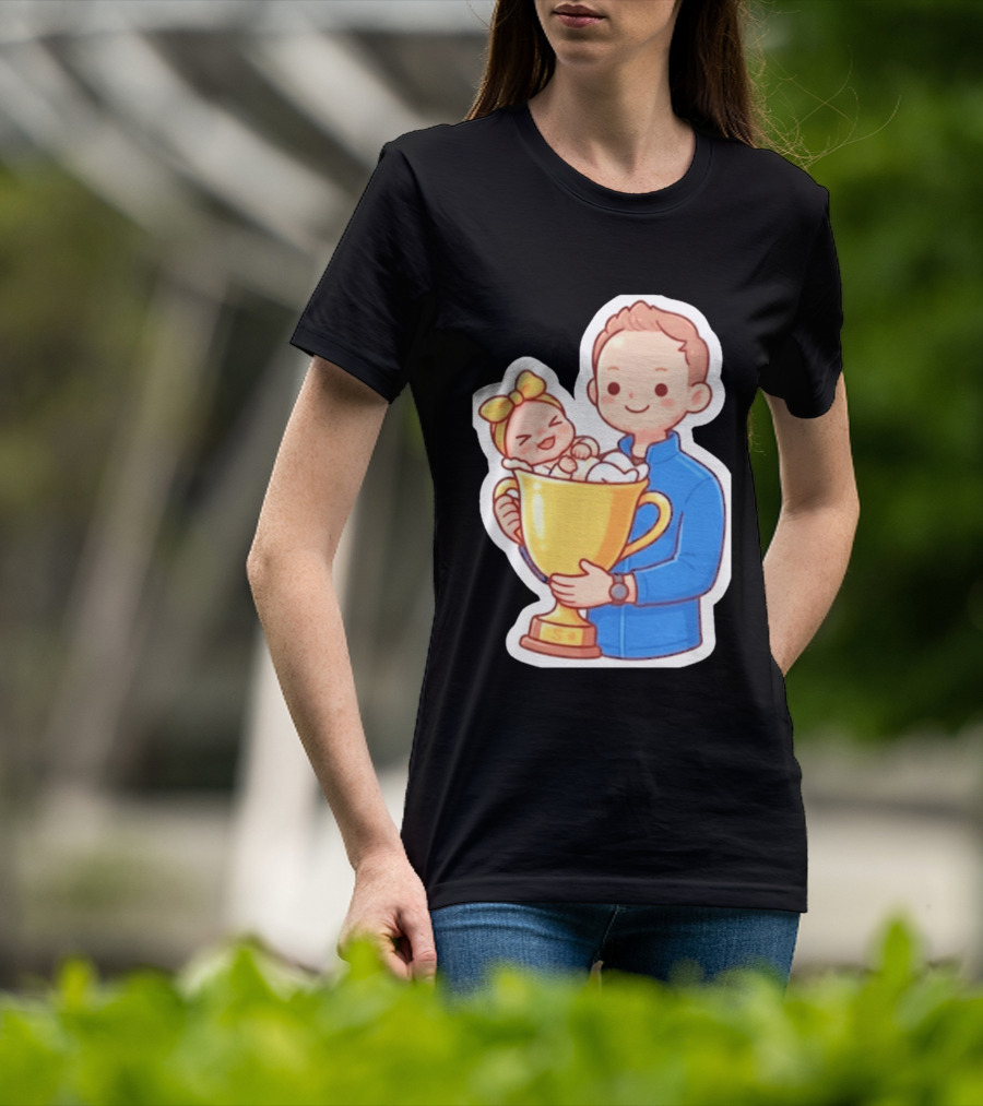 My Greatest Trophy Dad Holding Baby In Golden Cup T-Shirt