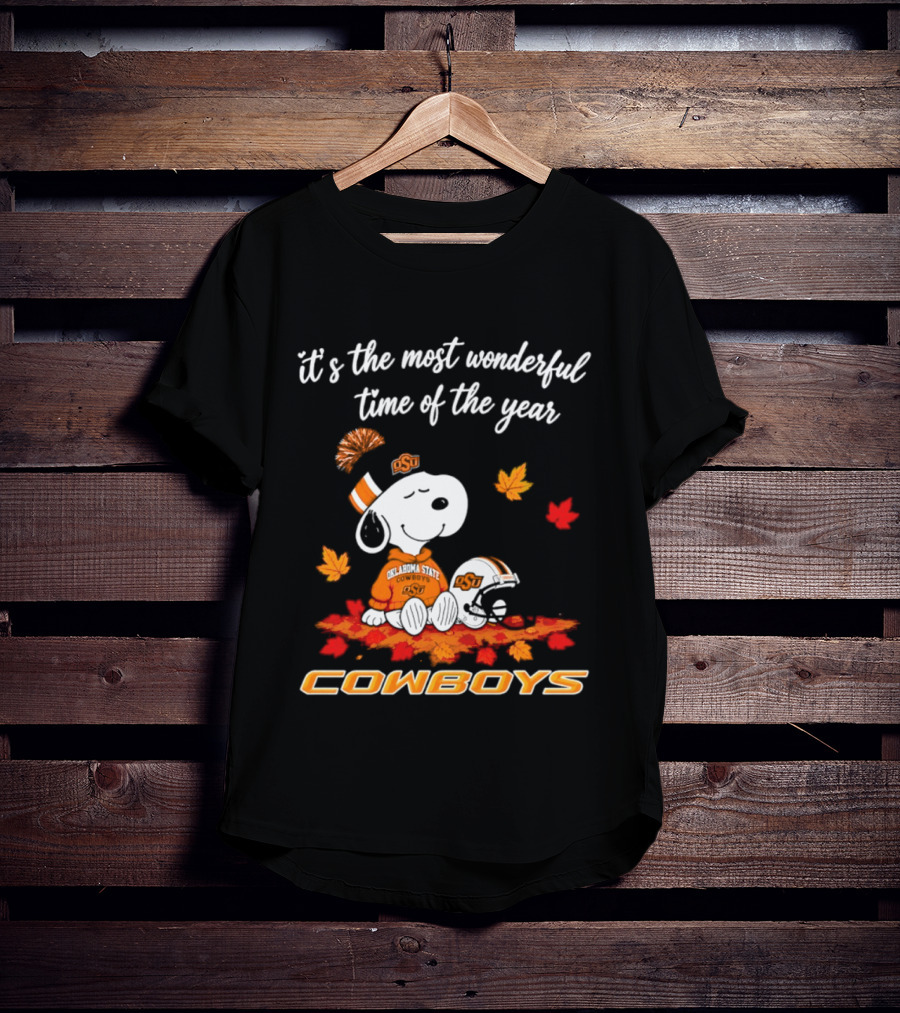 Snoopy Oklahoma State Cowboys It's The Most Wonderful Time Of The Year Halloween 2026 T-Shirt