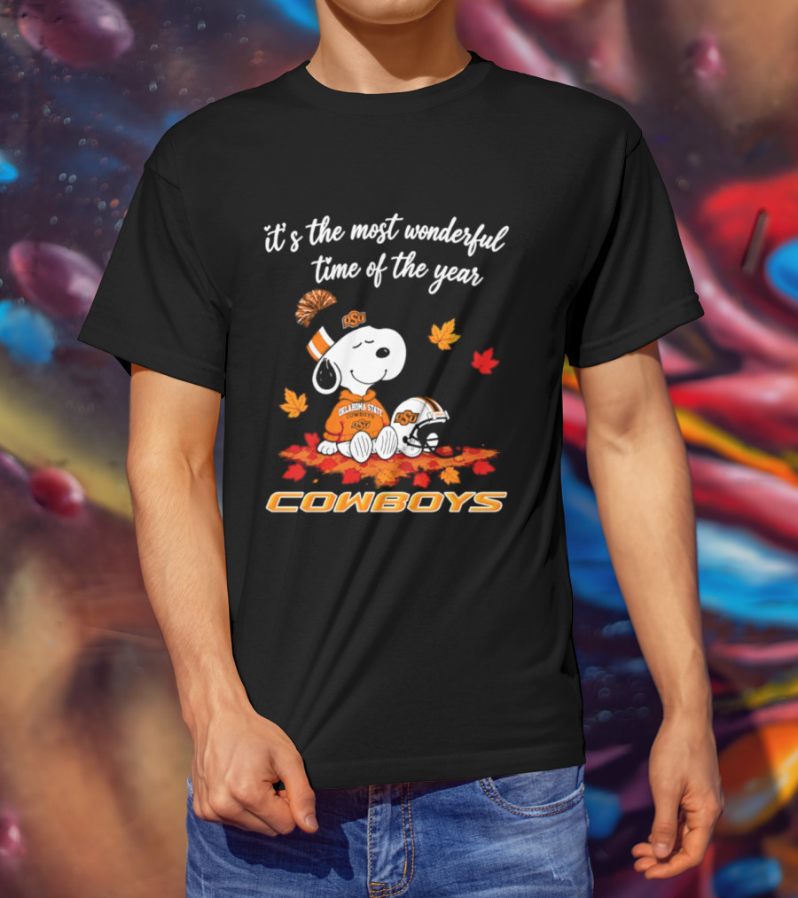 Snoopy Oklahoma State Cowboys It's The Most Wonderful Time Of The Year Halloween 2026 T-Shirt