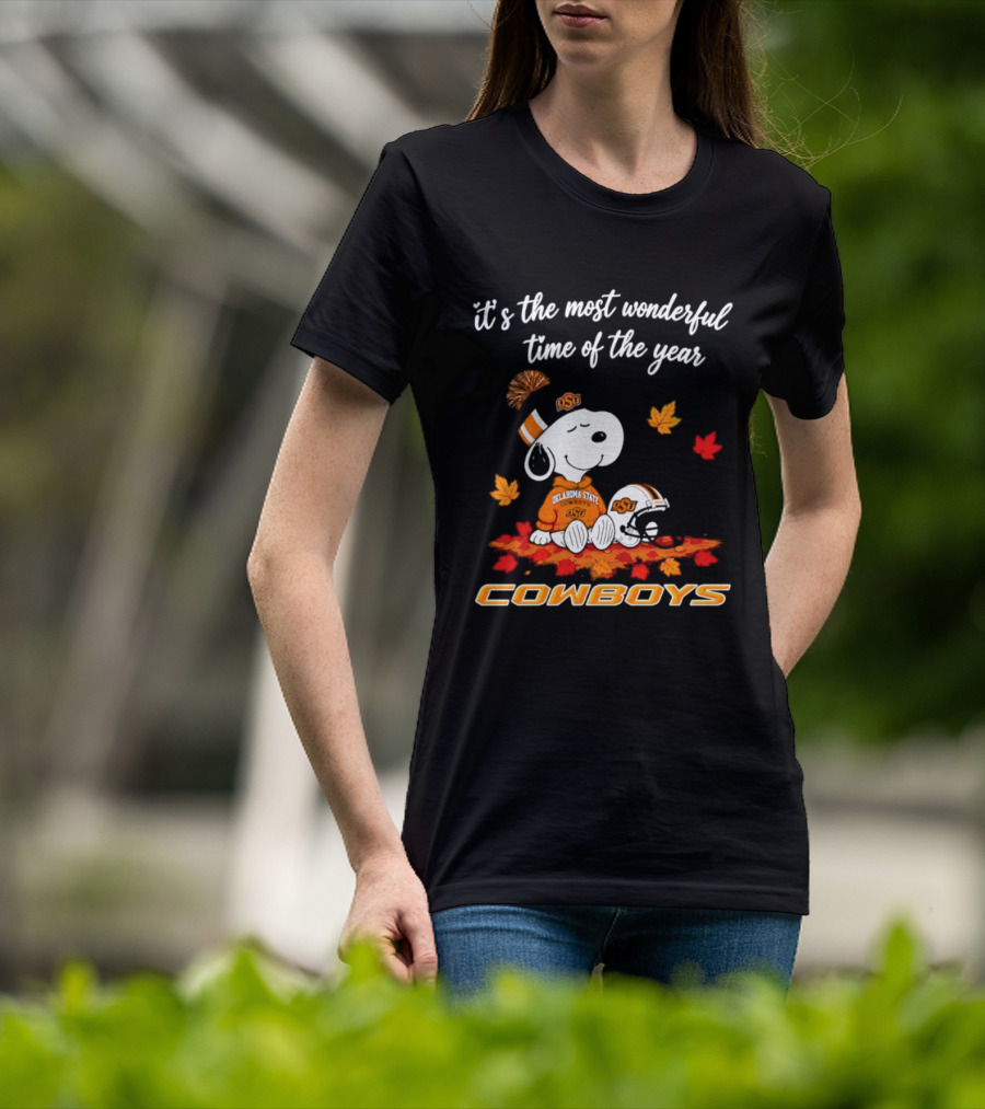 Snoopy Oklahoma State Cowboys It's The Most Wonderful Time Of The Year Halloween 2026 T-Shirt