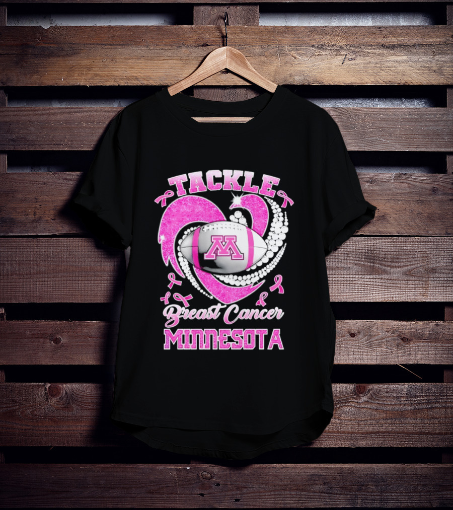Pink Ribbon Tackle Breast Cancer Minnesota Football T-Shirt