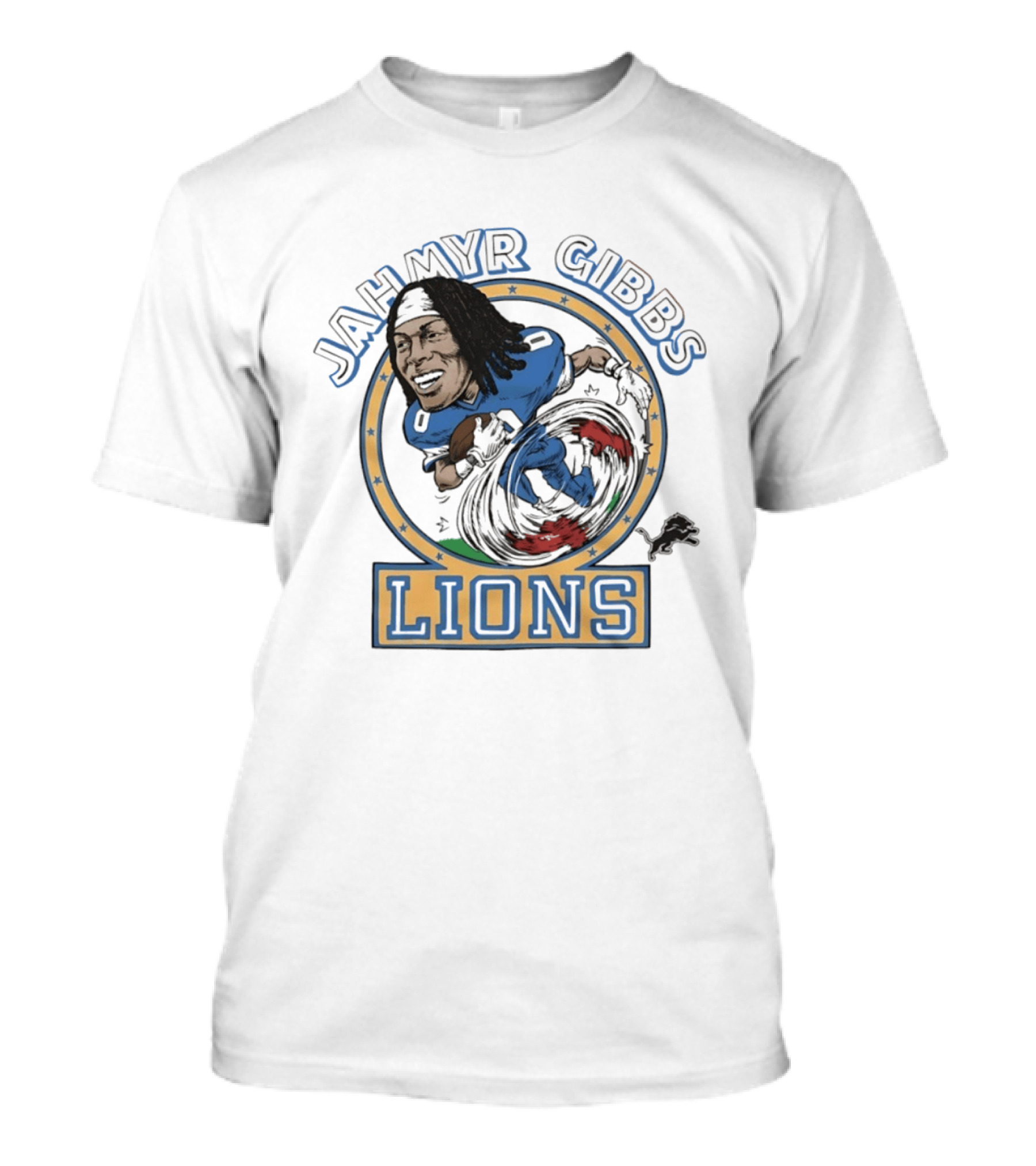 Jahmyr Gibbs Lions Football Caricature T-Shirt