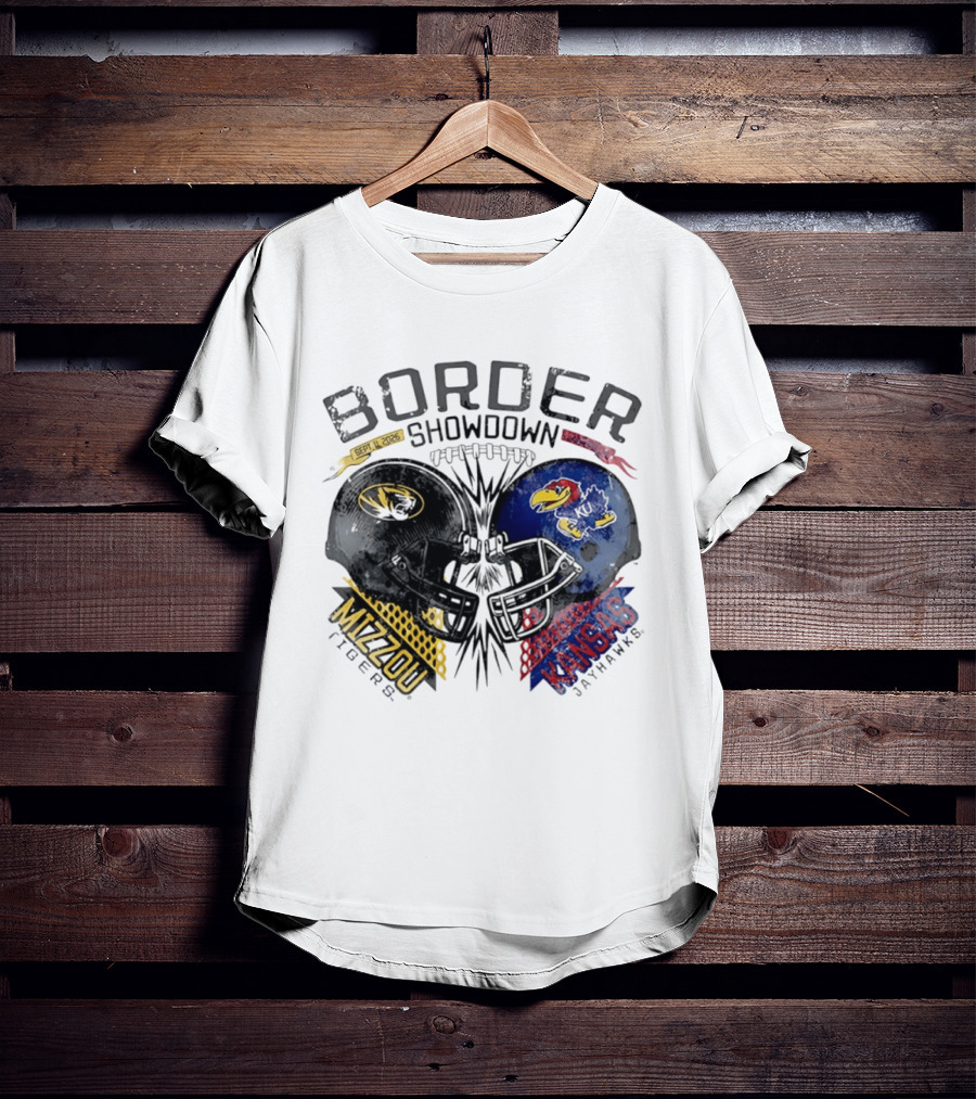 Kansas Jayhawks Missouri Tigers NCAA Border Showdown 2026 Helmet Matchup September 12 T-Shirt