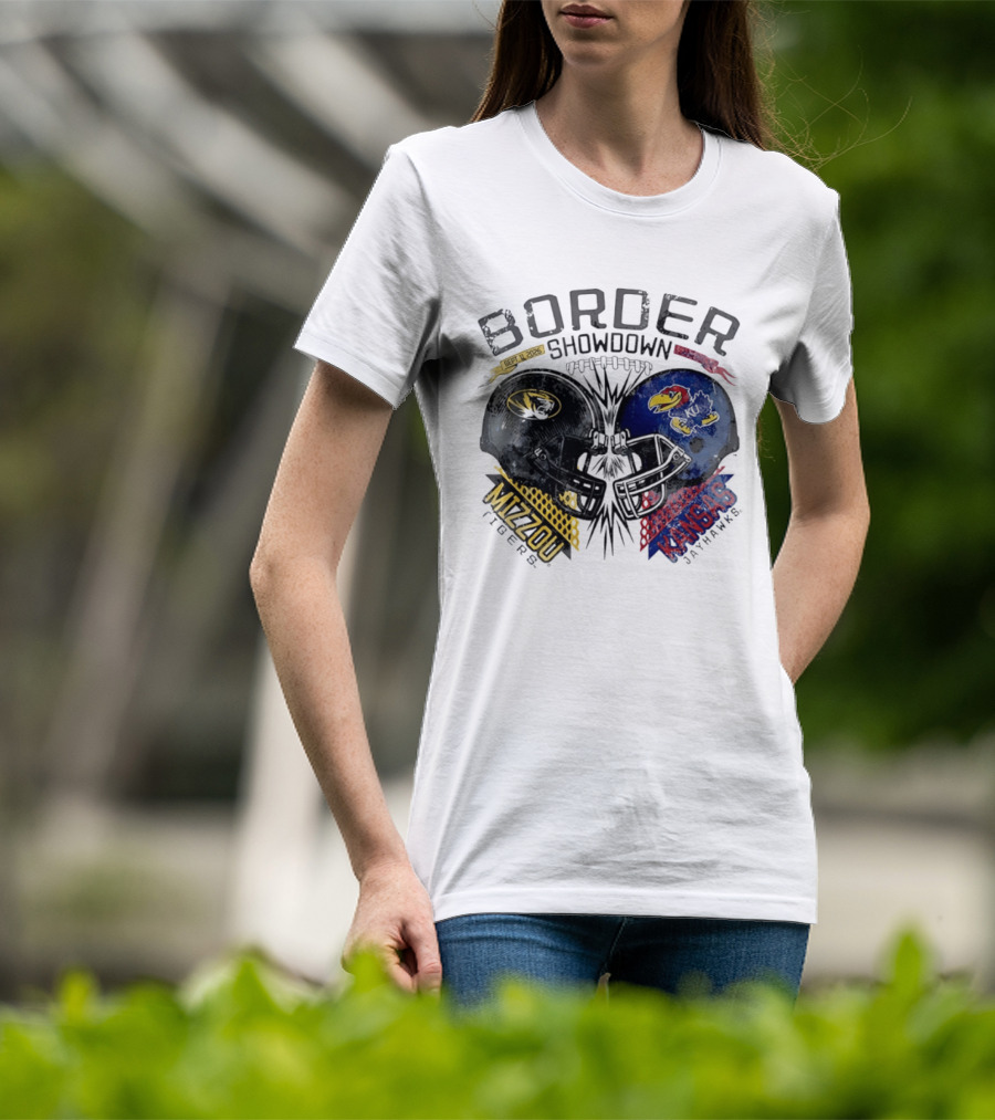 Kansas Jayhawks Missouri Tigers NCAA Border Showdown 2026 Helmet Matchup September 12 T-Shirt