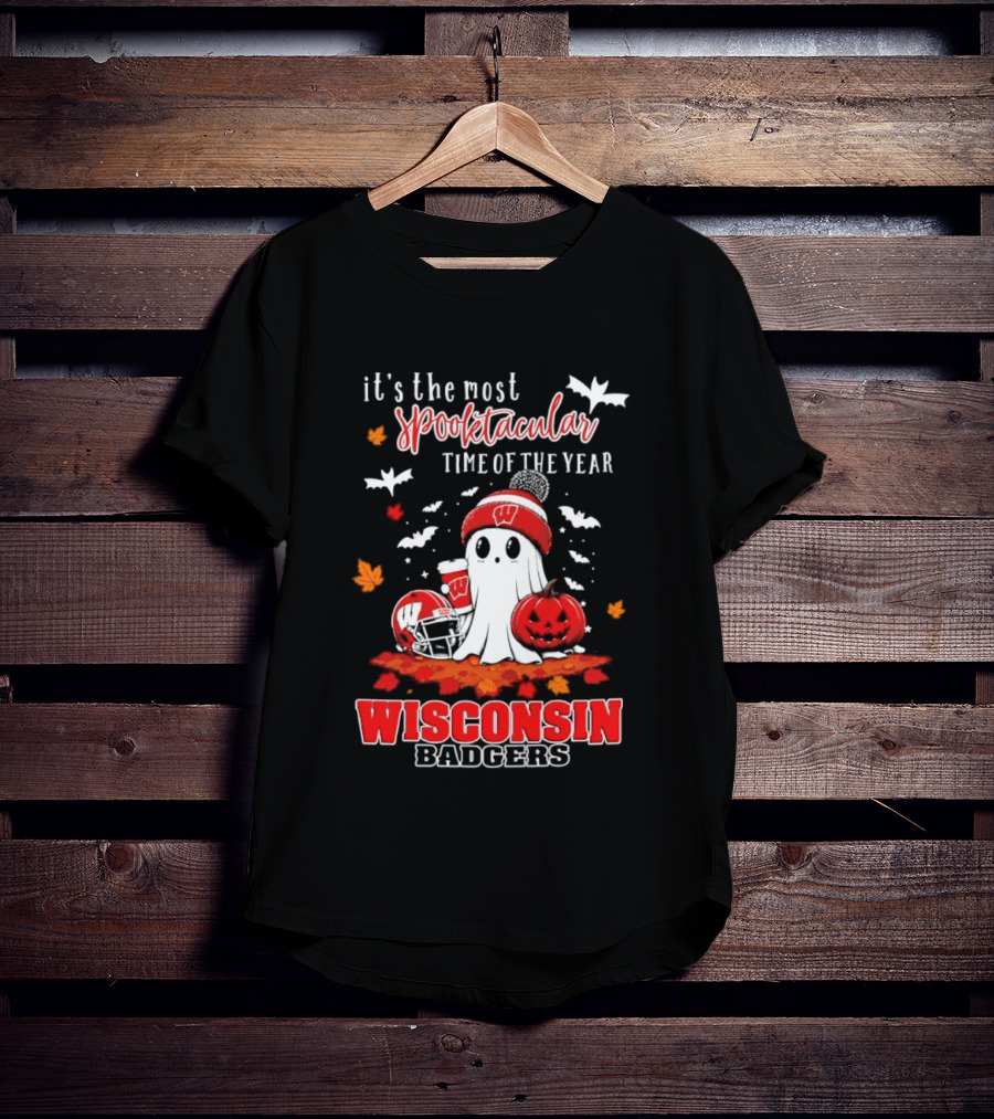 Wisconsin Badgers NCAA Halloween Ghost 2026 It's The Most Spooktacular Time Of The Year T-Shirt