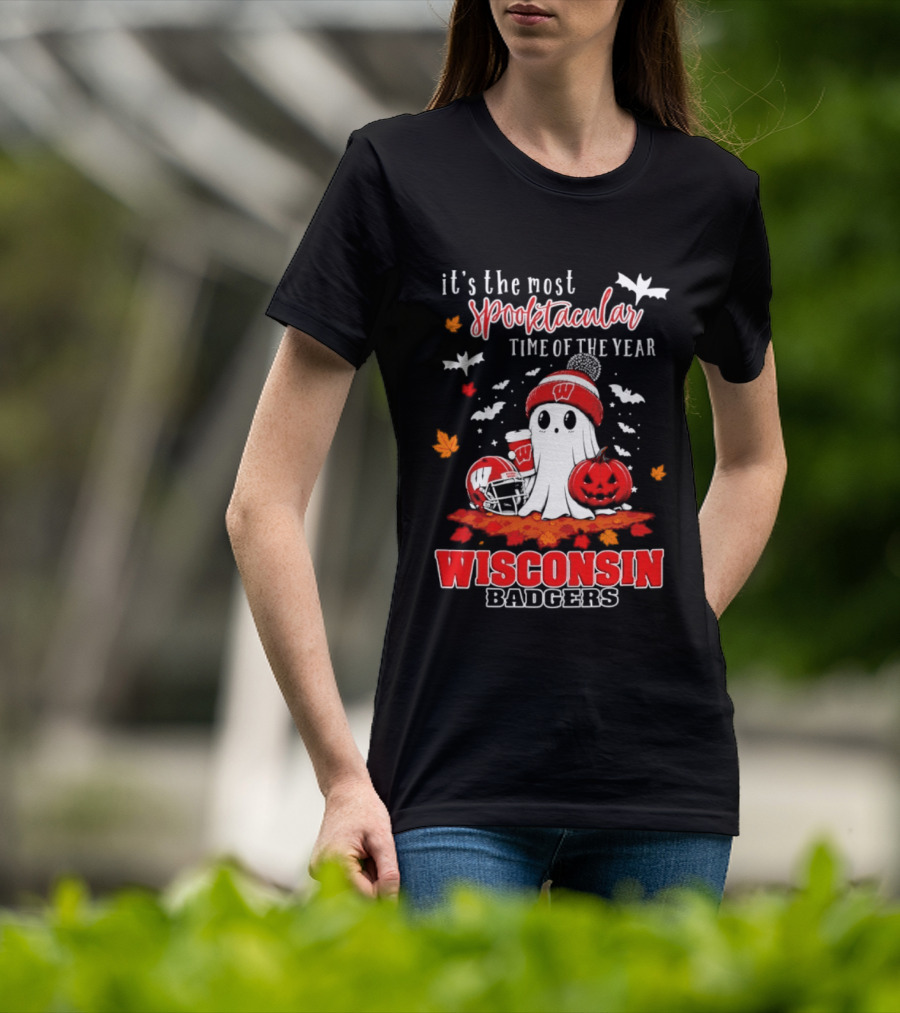Wisconsin Badgers NCAA Halloween Ghost 2026 It's The Most Spooktacular Time Of The Year T-Shirt