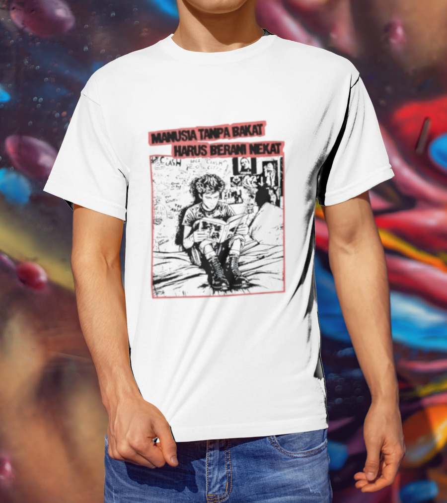 Manusia Tanpa Bakat Harus Berani Nekat Punk Collage T-Shirt